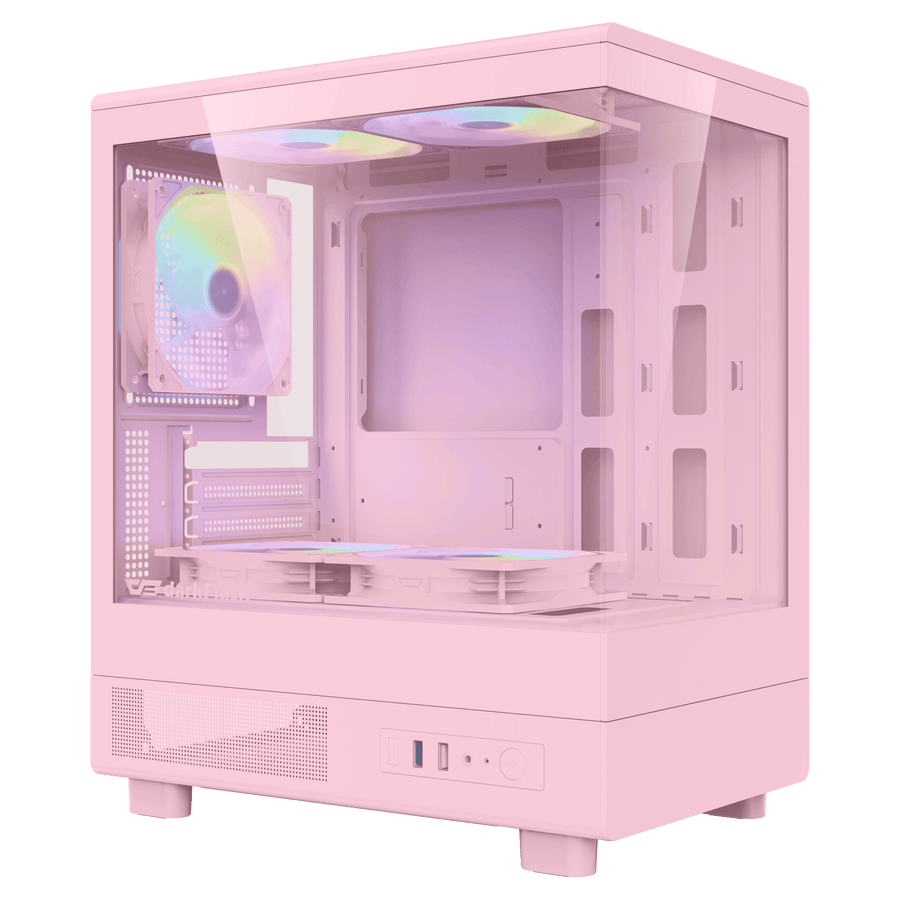 DarkFlash Gaming Pink PC Case Mini ATX Computer Tower with 5 Fans