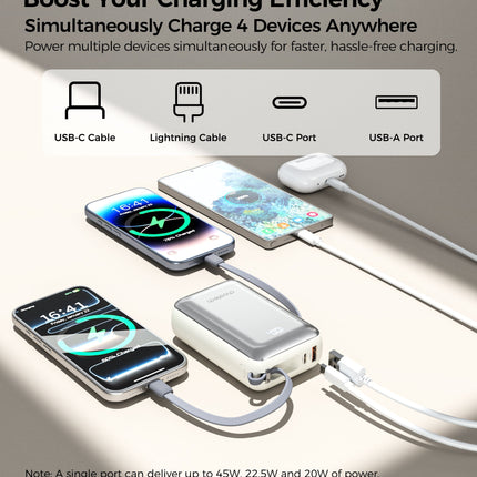 Choetech PowerLeap 20000mAh 45W Power Bank with USB-C and Lightning Cables