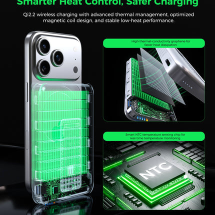 Choetech MagLeap 10000mAh Qi2.2 Certified 25W Magnetic Wireless Charger PD45W Power Bank
