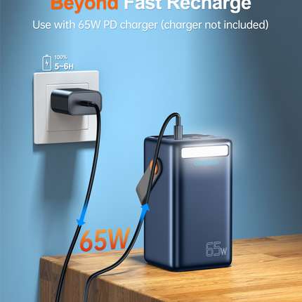 Choetech PowerLeap B664 50000mAh 65W Power Bank w/ LED Flashlight LCD Display - Blue