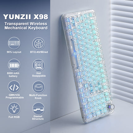 YUNZII X98 Transparent QMK/VIA Wireless Mechanical Keyboard