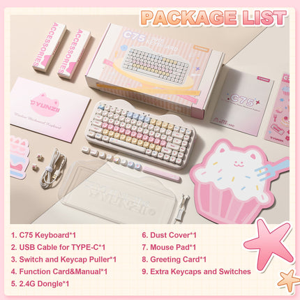 YUNZII C75 Cake Meow Hot-Swap Wireless Mechanical Keyboard
