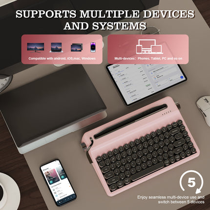 YUNZII QL75 Retro Typewriter QMK/VIA Wireless Mechanical Keyboard