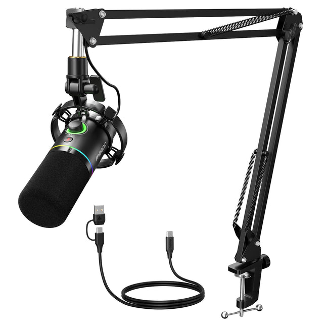 MAONO PD200XS USB/XLR Dynamic Microphone Set with Boom Arm