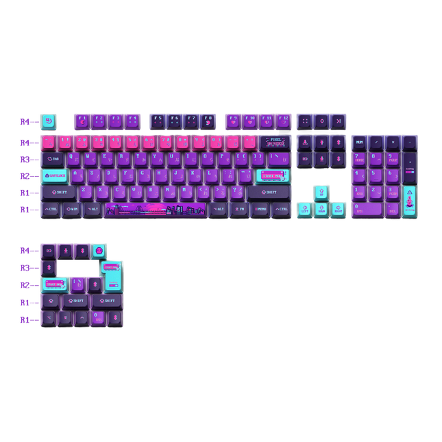 Keytok KOL Pixel Dye-Sub PBT Keycaps 121pcs / Set
