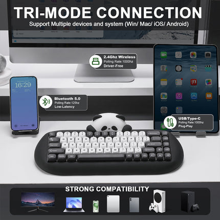 YUNZII C68 Panda Hot-Swap Wireless Mechanical Keyboard Panda Switch