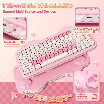 YUNZII C75 Cake Meow Hot-Swap Wireless Mechanical Keyboard