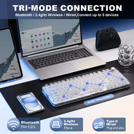 YUNZII X98 Transparent QMK/VIA Wireless Mechanical Keyboard