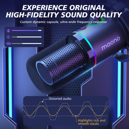 MAONO PD200XS USB/XLR Dynamic Microphone Set with Boom Arm