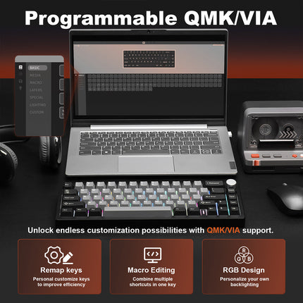 YUNZII AL68 QMK/VIA Tri-Mode Hot-Swap Wireless Mechanical Keyboard