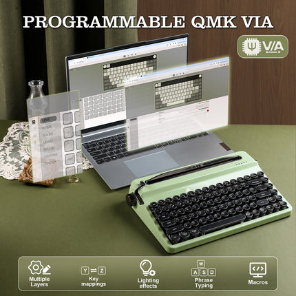 YUNZII QL75 Retro Typewriter QMK/VIA Wireless Mechanical Keyboard