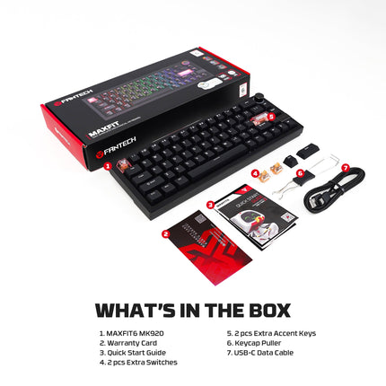 Fantech MAXFIT6 65% Hot-Swap QMK/VIA Wireless Mechanical Keyboard with Knob