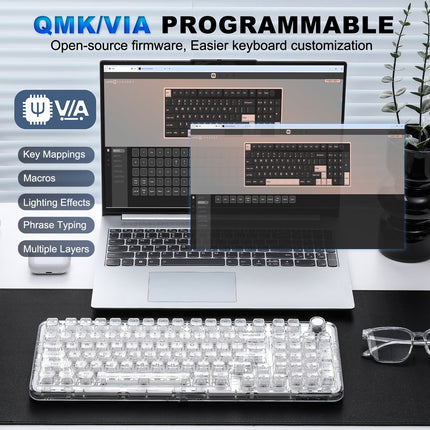 YUNZII X98 Transparent QMK/VIA Wireless Mechanical Keyboard