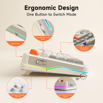 MCHOSE X75 V2 Gasket Mount 75% Layout Hot-Swap Wireless Mechanical Keyboard