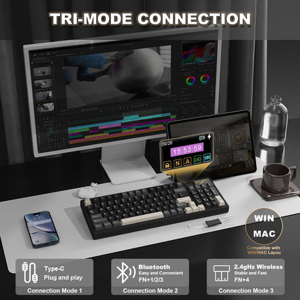 YUNZII IF99 QMK/VIA Full Size Wireless Mechanical Keyboard with LCD Screen