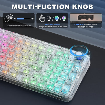 YUNZII X98 Transparent QMK/VIA Wireless Mechanical Keyboard