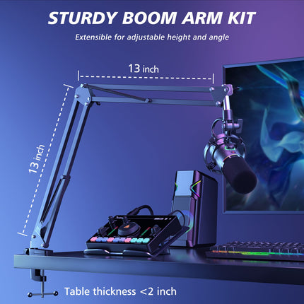 MAONO PD200XS USB/XLR Dynamic Microphone Set with Boom Arm