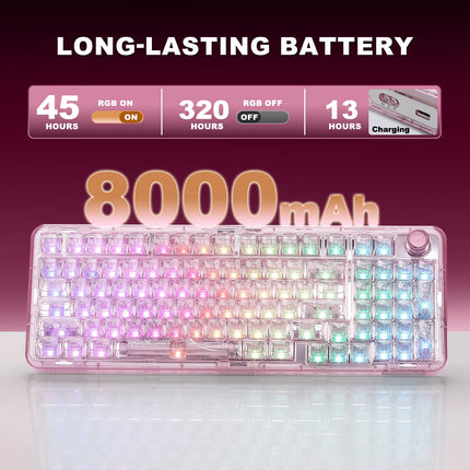 YUNZII X98 Transparent QMK/VIA Wireless Mechanical Keyboard