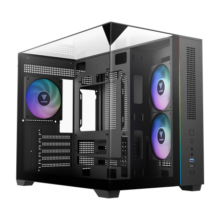 Gamdias ATLAS M3M M-ATX PC CASE Tempered Glass Computer Case with 3 ARGB Fans