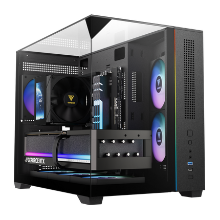 Gamdias ATLAS M3M M-ATX PC CASE Tempered Glass Computer Case with 3 ARGB Fans