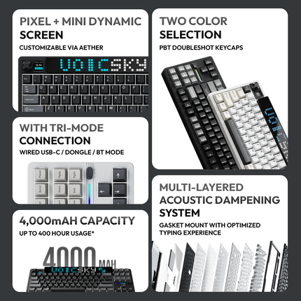 VOICSKY ATMOS 87 Wireless Mechanical Keyboard with Custom Pixel Dynamic Screen