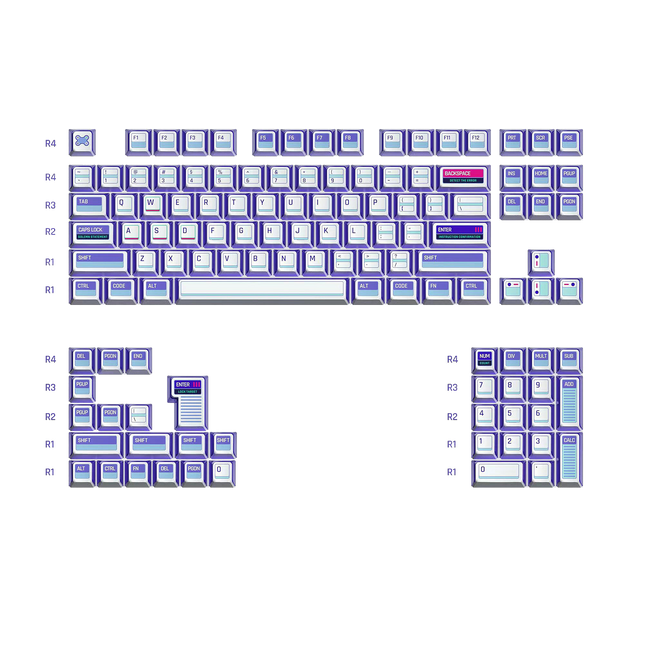 Keytok KOL CTRL Purple Dye-Sub PBT Keycaps 122pcs / Set