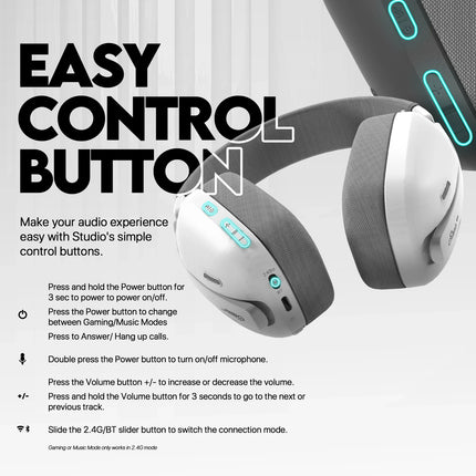 Fantech WHG03 PRO Wireless, Bluetooth, 3.5mm and wired USB-C with 7.1 Surround Sound Headset