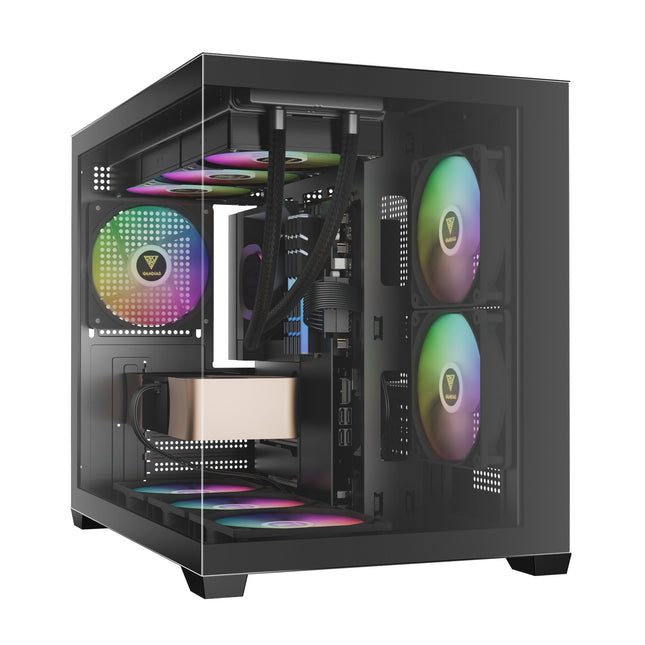 Gamdias AURA GC10M V2 M-ATX PC CASE Tempered Glass Side Panel with 3 ARGB Fans