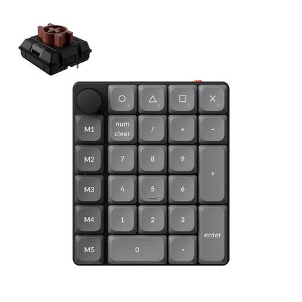 Keychron K0 Max QMK custom number pad fully assembled knob black frame for Mac Windows Linus RGB backlight with hot-swappable Keychron Milk POM switch brown