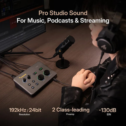 Maono P2 USB Hybrid Aluminium panel Audio Interface for Music Production, Streaming, Podcast