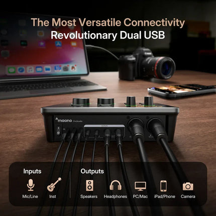 Maono P2 USB Hybrid Aluminium panel Audio Interface for Music Production, Streaming, Podcast