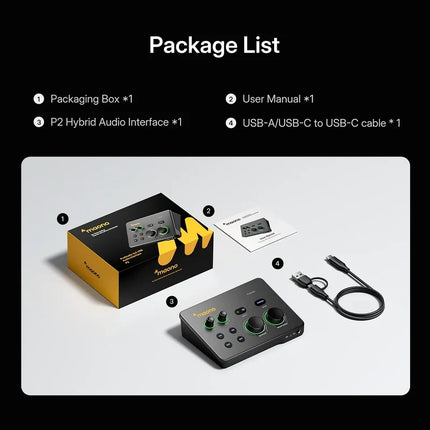 Maono P2 USB Hybrid Aluminium panel Audio Interface for Music Production, Streaming, Podcast