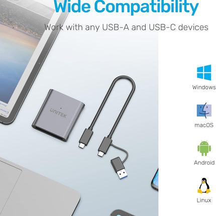 Unitek USB 3.0 USB C CFast 2.0 Card Reader, Portable Aluminum CFast Memory Card Adapter