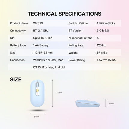 Fantech GO MOCHI101 95% Wireless Keyboard and Mouse Combo Computer Keyboard Set
