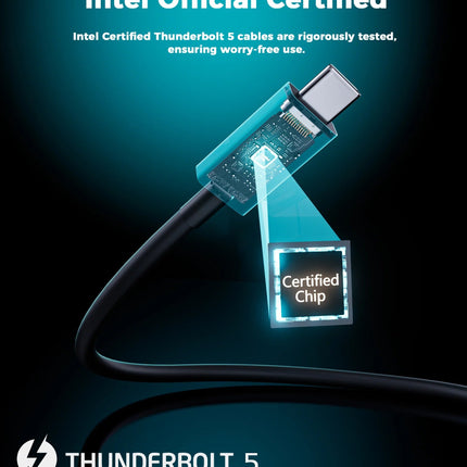 Choetech HyperLink Thunderbolt 5 240W USB-C to C Fast Charging Intel Certified Cable - 120Gbps 8K@60Hz, 1m
