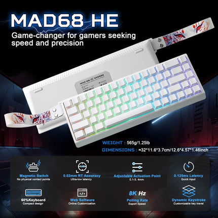 YUNZII x MADLIONS MAD68 HE Rapid Trigger Wired 8K Magnetic Gaming Keyboard (Magnetic Amber Pro Switch)