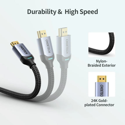Choetech VisionLink 8K HDMI 2.1 High Speed Dynamic HD Nylon Braided Cable - 48Gbps 8K@60Hz, 2m