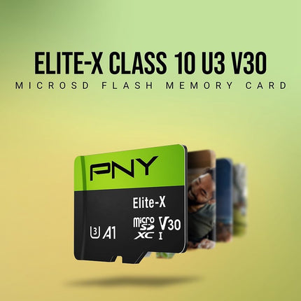 PNY 128GB Elite-X U3 V30 A1 MicroSDXC Memory Card Up to 100MB/s Read - 2 pack w/Adapter