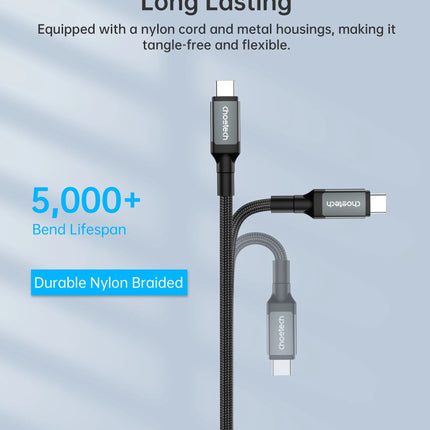 Choetech HyperLink 240W USB-C to C Fast Charging Nylon Cable - 40Gbps 8K@60Hz, 2m/1.2m