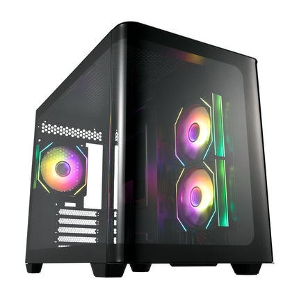 FSP S380 Micro ATX Case Tempered glass 3D Curved Side Panel with 3 ARGB fans, NO PSU