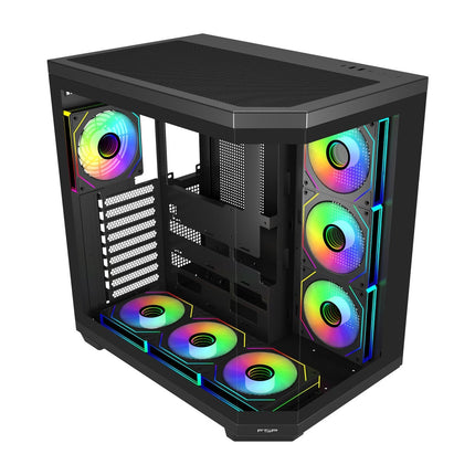 FSP U580 ATX Mid Tower Tempered Glass PC Gaming Case with 7x 120mm ARGB Fans