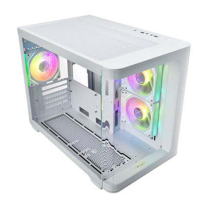 FSP S380 Micro ATX Case Tempered glass 3D Curved Side Panel with 3 ARGB fans, NO PSU