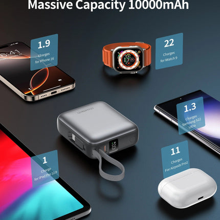 Choetech PowerLeap 10000mAh 35W Built-in USB-C Cable Mini Power Bank