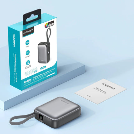 Choetech PowerLeap 10000mAh 35W Built-in USB-C Cable Mini Power Bank