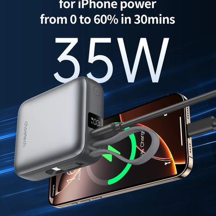 Choetech PowerLeap 10000mAh 35W Built-in USB-C Cable Mini Power Bank