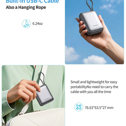 Choetech PowerLeap 10000mAh 35W Built-in USB-C Cable Mini Power Bank